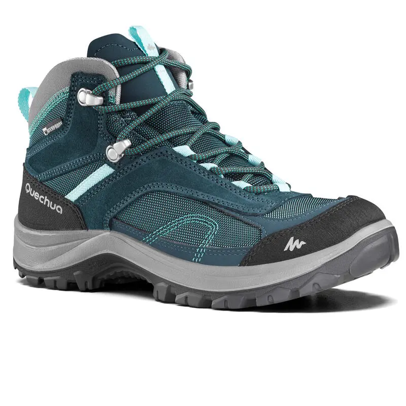 Botas De Montaña Y Trekking Impermeables Mujer Quechua MH100 Azul