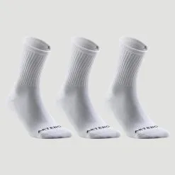Calcetines Altos De Tenis Pack De 3 Artengo RS 100 Blanco