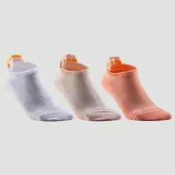Calcetines Cortos De Tenis Pack De 3 Artengo RS 160 Blanco Naranja