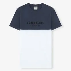 Camiseta De Manga Corta De Hombre Scalpers ADN BLOCK TEE Azul Marino De Algodón