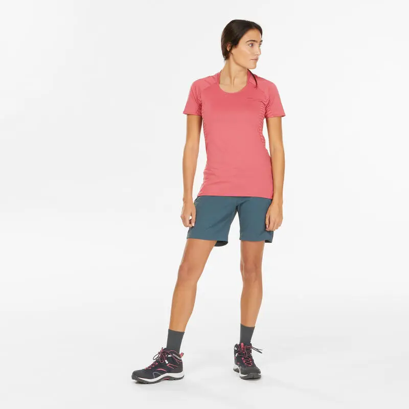 Camiseta De Montaña Y Trekking Manga Corta Mujer Quechua MH500 Rosa - Imagen 3