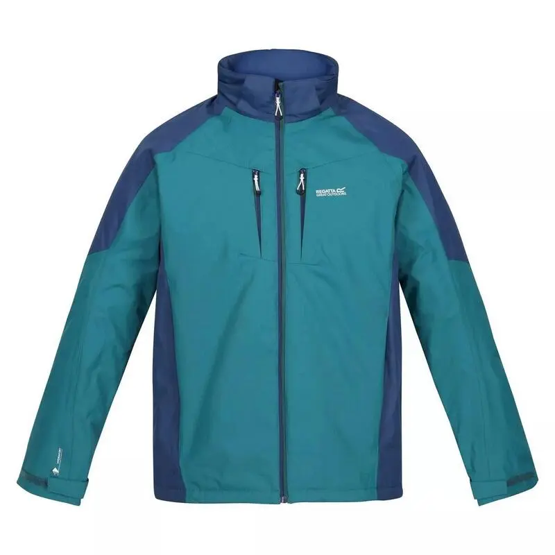 Regatta Chaqueta Impermeable Calderdale Para Hombre Verde Pacífico, Azul Almirante