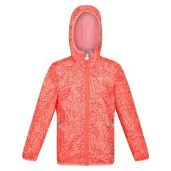 Regatta Chaqueta Impermeable Lever Estampado Animal Para Niños/Niñas Melocotón Neón