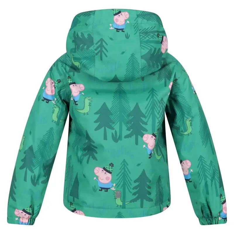 Regatta Chaqueta Impermeable Muddy Puddle Dinosaur Peppa Pig Para Niños/Niñas Verde - Imagen 2