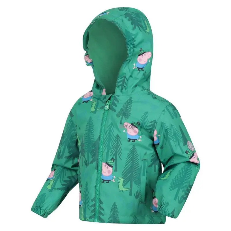 Regatta Chaqueta Impermeable Muddy Puddle Dinosaur Peppa Pig Para Niños/Niñas Verde - Imagen 3
