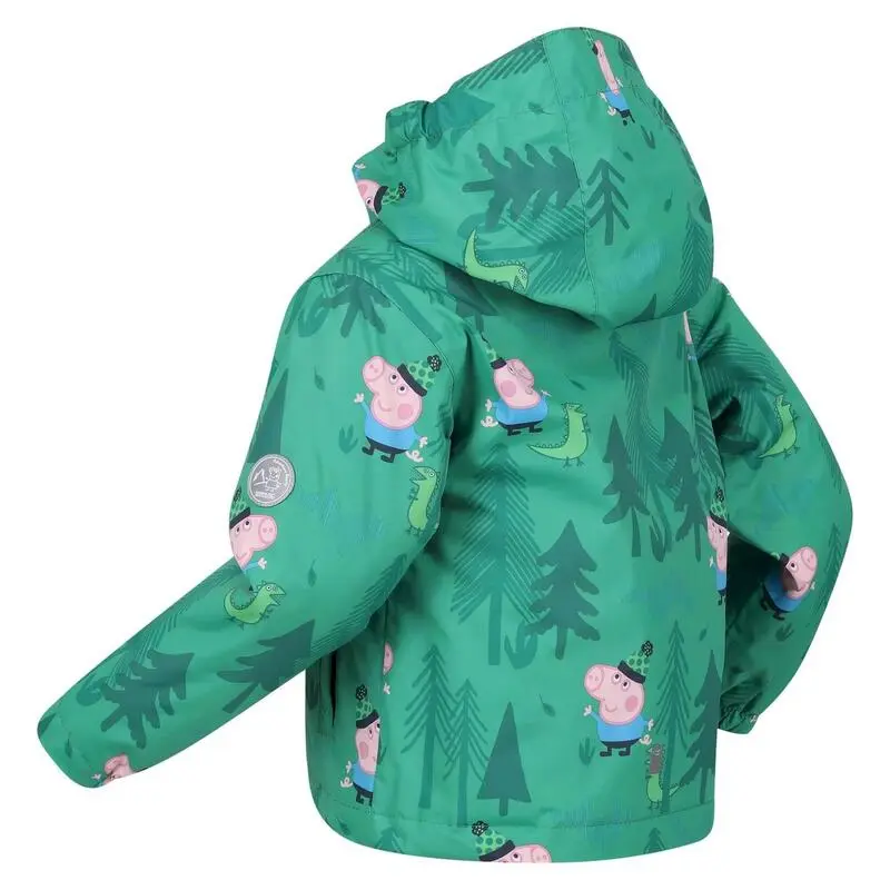 Regatta Chaqueta Impermeable Muddy Puddle Dinosaur Peppa Pig Para Niños/Niñas Verde - Imagen 4