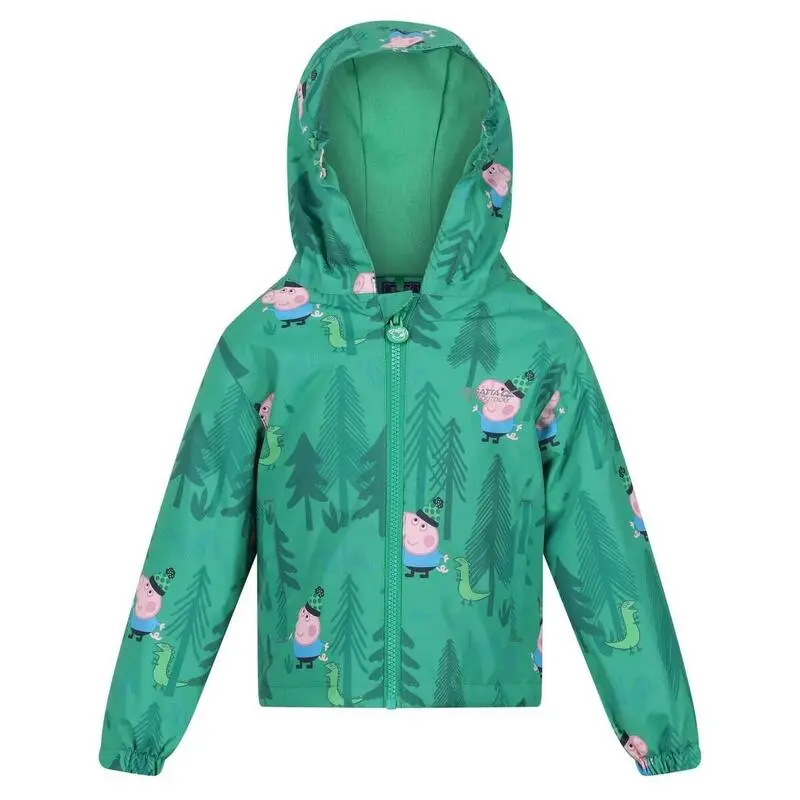 Regatta Chaqueta Impermeable Muddy Puddle Dinosaur Peppa Pig Para Niños/Niñas Verde