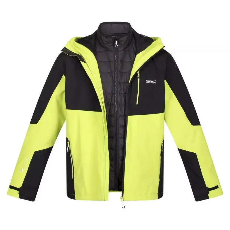 Regatta Chaqueta Impermeable Wentwood VII Para Hombre Negro, Kiwi Llamativo - Imagen 3