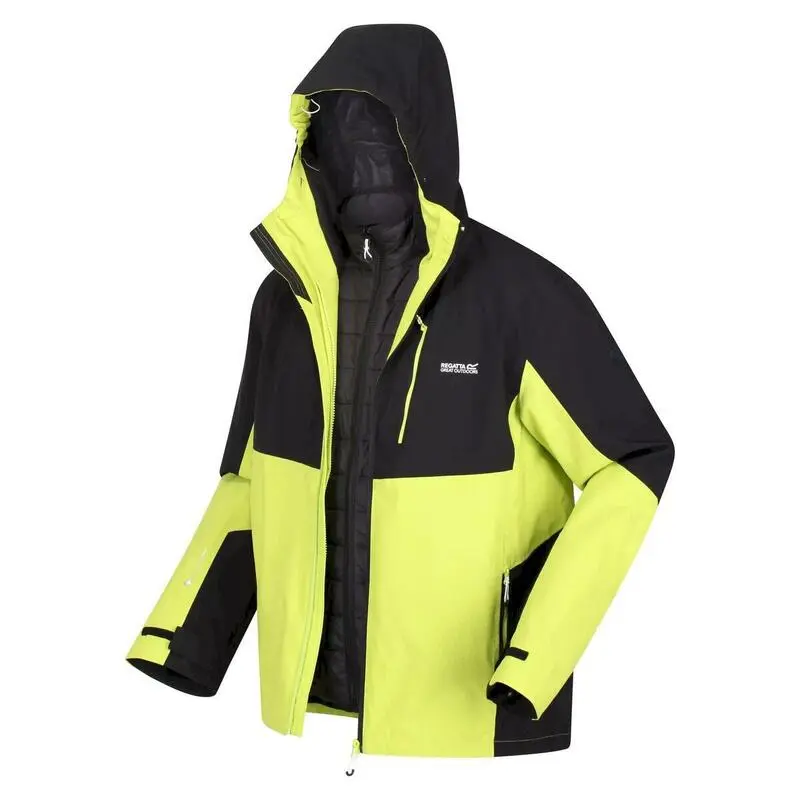 Regatta Chaqueta Impermeable Wentwood VII Para Hombre Negro, Kiwi Llamativo - Imagen 4