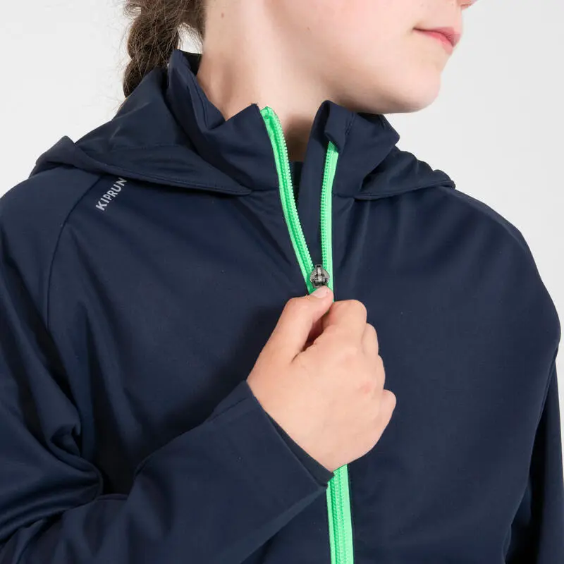 Chaqueta Running Cálida E Impremeable Niños Kiprun Azul Marino Y Verde - Imagen 3