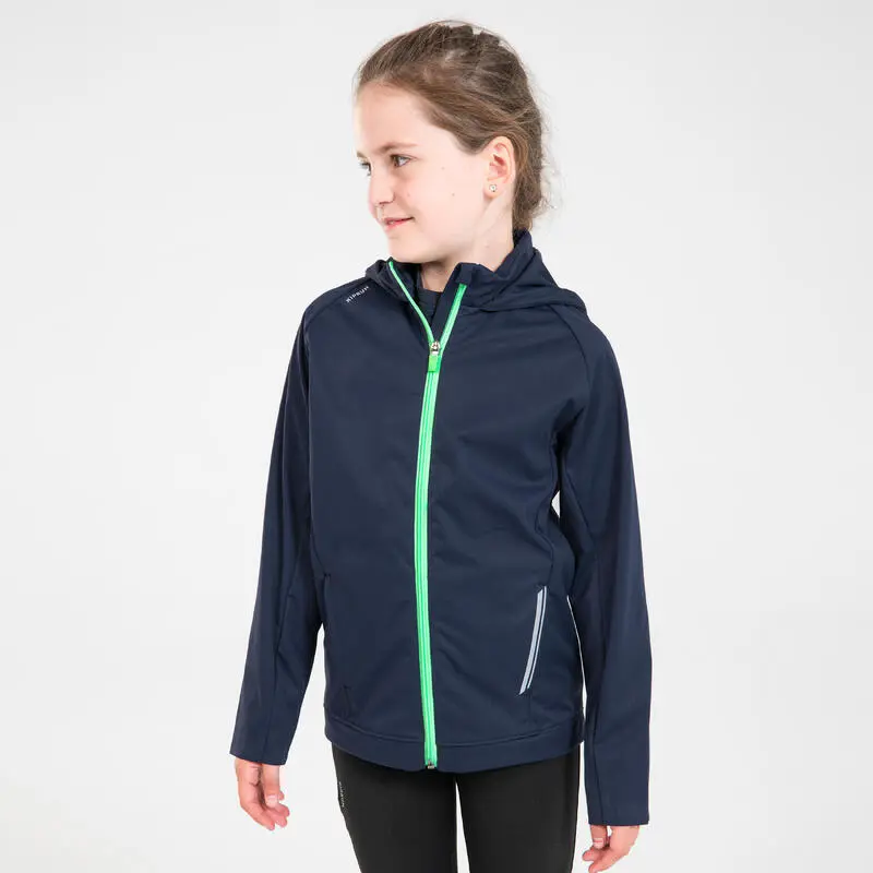 Chaqueta Running Cálida E Impremeable Niños Kiprun Azul Marino Y Verde