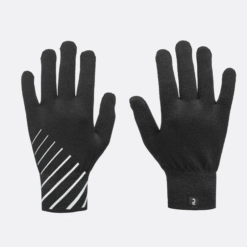 GUANTES DE RUNNING NIÑOS - KIPRUN WARM NEGROS