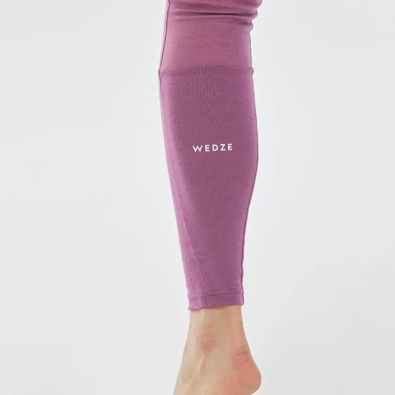 WEDZE Leggins Térmicos De Esquí Y Nieve Lana Merina Mujer BL 900 Violeta - Imagen 4