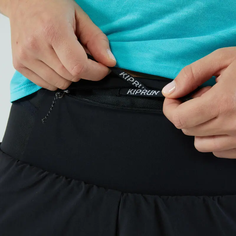 Pantalón Corto 2 En 1 Running Mujer - KIPRUN MARATHON Negro - Imagen 5